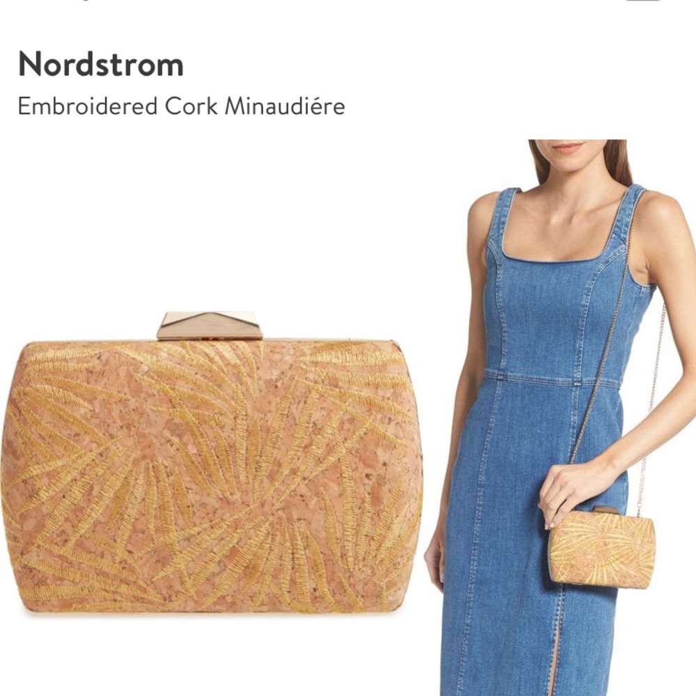 Nordstrom Embroidered Cork Minaudiere